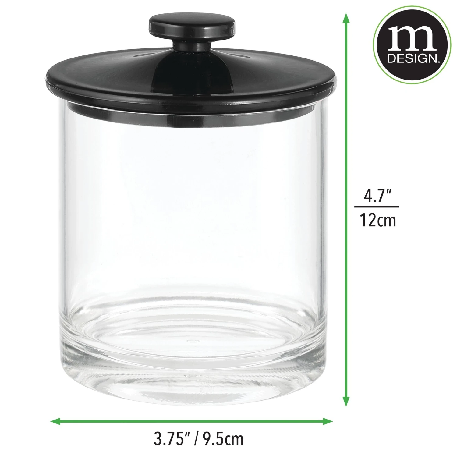 Acrylic Bathroom Canisters Acrylic Bathroom Canisters -mDesign 2000 Square JPG RFQ 2032557 20clear 20black dims