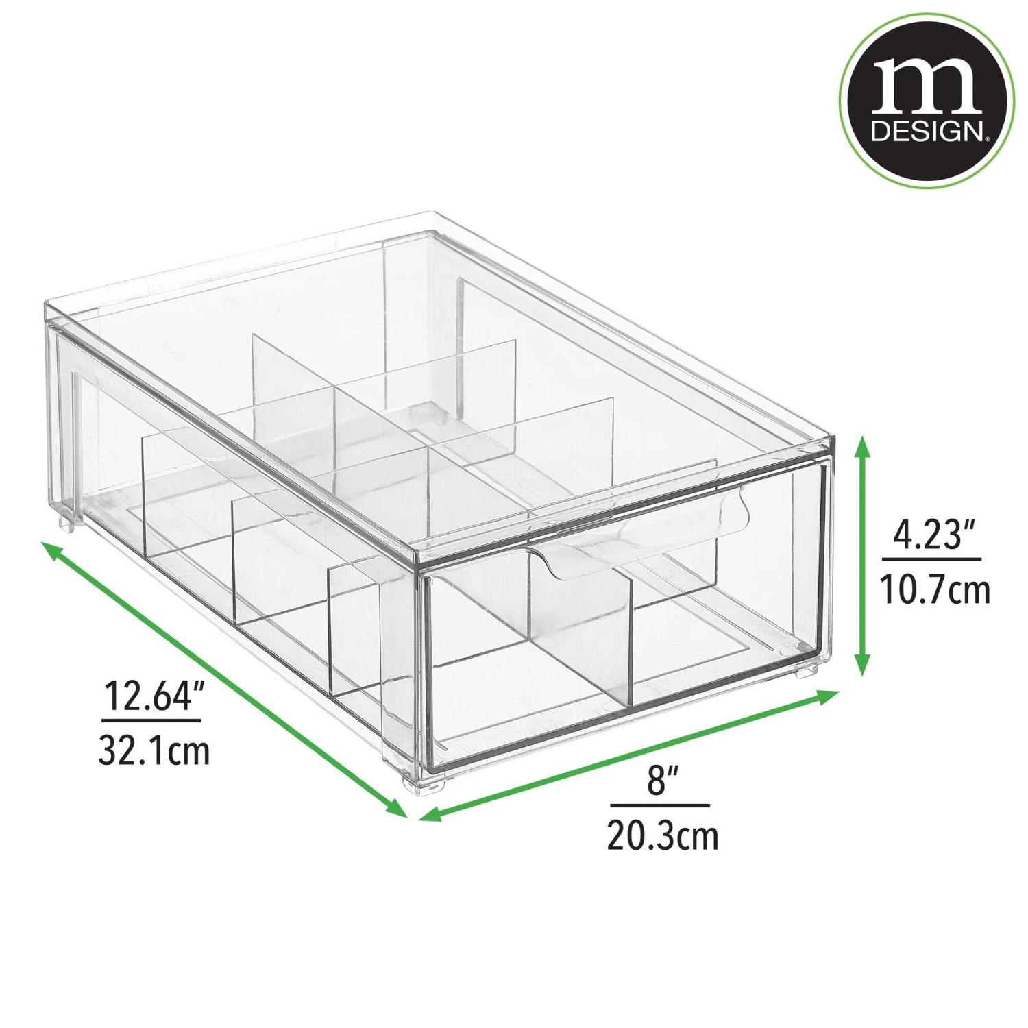 8-Section Kitchen Storage Drawer 13 x 8 x 4 8-Section Kitchen Storage Drawer 13 X 8 X 4 -mDesign 2000 Square JPG RFQ 2040161 20clear dims