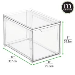 Stackable Closet Storage Drawer 12 X 8 X 8 2 Stackable Closet Storage Drawer 12 X 8 X 8 -mDesign 2000 Square JPG RFQ 2040228 20clear dims 3025cbfc 45b8 44a5 927b a1c9a2ce6017
