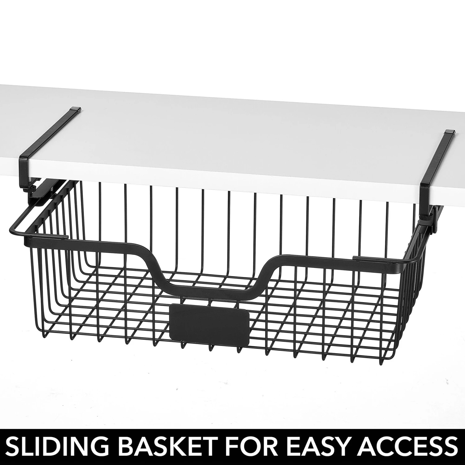 Under Shelf Sliding Basket with Label Plate 11 x 17 x 7 Under Shelf Sliding Basket With Label Plate 11 X 17 X 7 -mDesign 2000 Square JPG RFQ 2042735 20matte 20black detail3