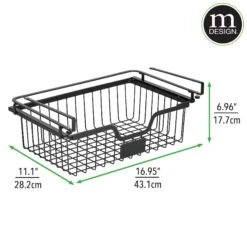 Under Shelf Sliding Basket With Label Plate 11 X 17 X 7 3 Under Shelf Sliding Basket With Label Plate 11 X 17 X 7 -mDesign 2000 Square JPG RFQ 2042735 20matte 20black dims