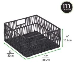 Cotton Rope Basket 13 X 12 X 6 3 Cotton Rope Basket 13 X 12 X 6 -mDesign 2000 Square JPG RFQ 2043508 20black dims