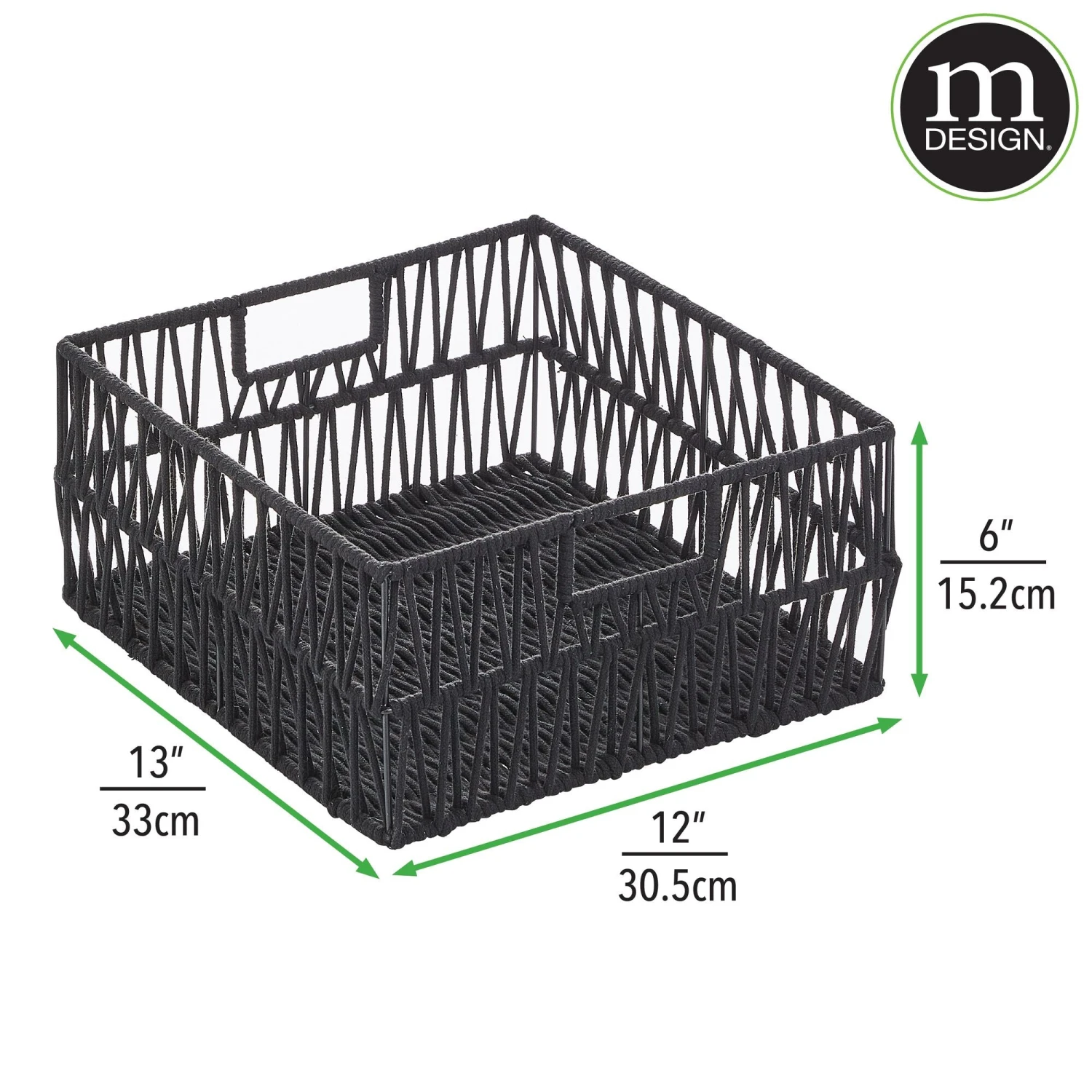 Cotton Rope Basket 13 x 12 x 6 Cotton Rope Basket 13 X 12 X 6 -mDesign 2000 Square JPG RFQ 2043508 20black dims