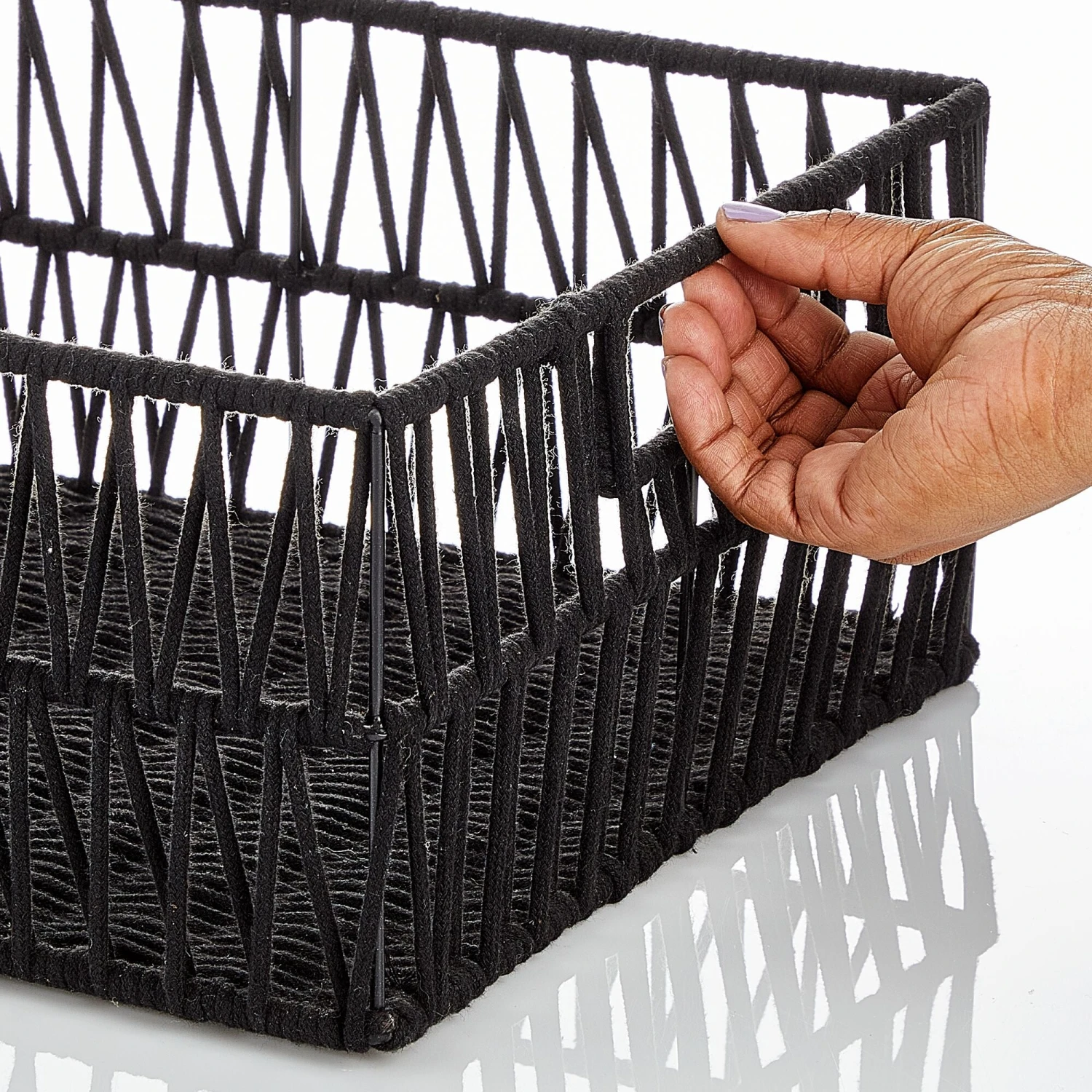 Cotton Rope Basket 16 x 12 x 6 Cotton Rope Basket 16 X 12 X 6 -mDesign 2000 Square JPG RFQ 2043509 20black detail1