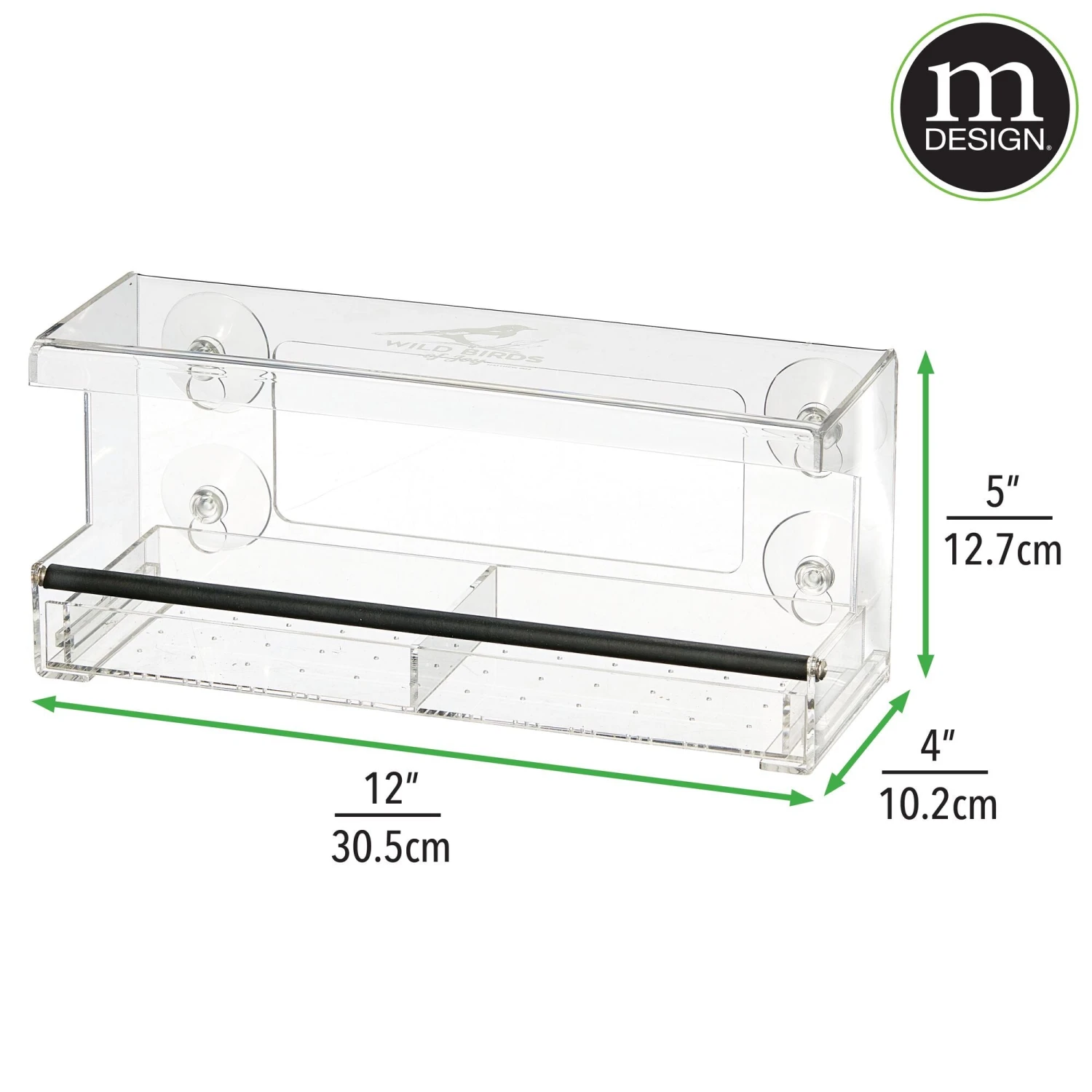 Acrylic Bird Feeder Acrylic Bird Feeder -mDesign 2000 Square JPG WBOJ001 dims