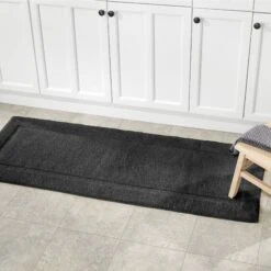 Non-Slip Cotton Bath Runner 12 Non-Slip Cotton Bath Runner -mDesign 2000 Square JPG cotton 20spa 20lg BLACK 20glam2