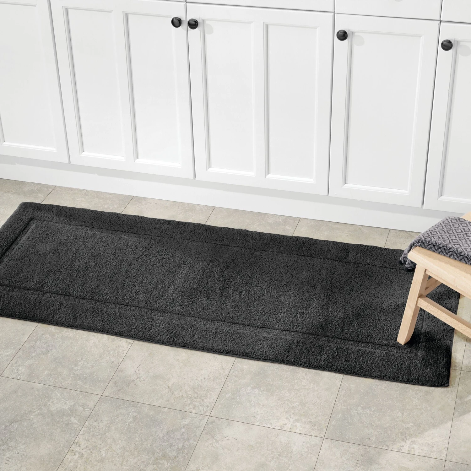 Non-Slip Cotton Bath Runner Non-Slip Cotton Bath Runner -mDesign 2000 Square JPG cotton 20spa 20lg BLACK 20glam2