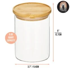 Glass Kitchen Canister With Bamboo Lid 2 Glass Kitchen Canister With Bamboo Lid -mDesign 2000 Square JPG med 20canister dims