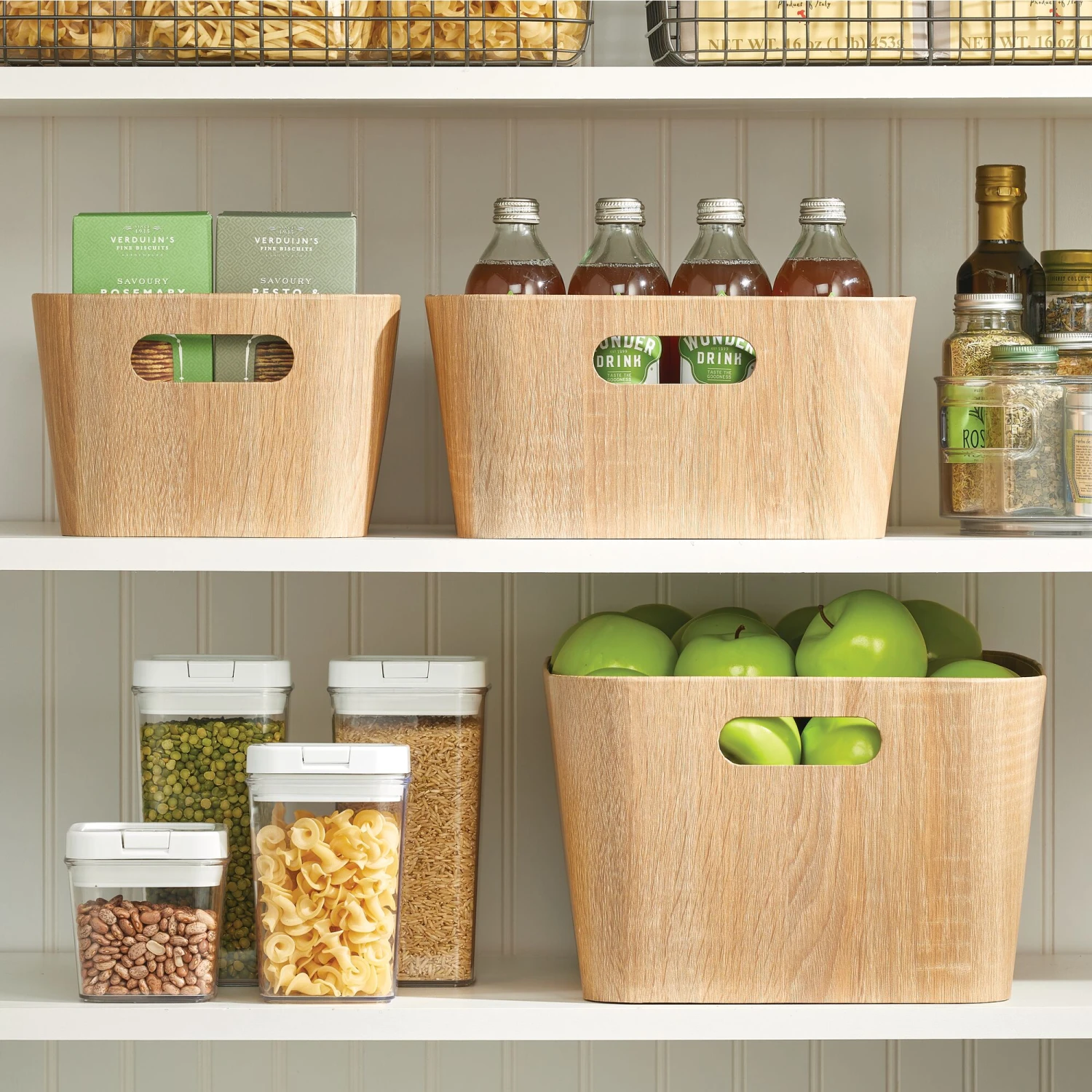 Paperboard Storage Bins 12 x 12 x 6 Paperboard Storage Bins 12 X 12 X 6 -mDesign 2000 Square JPG wood grain bin glam