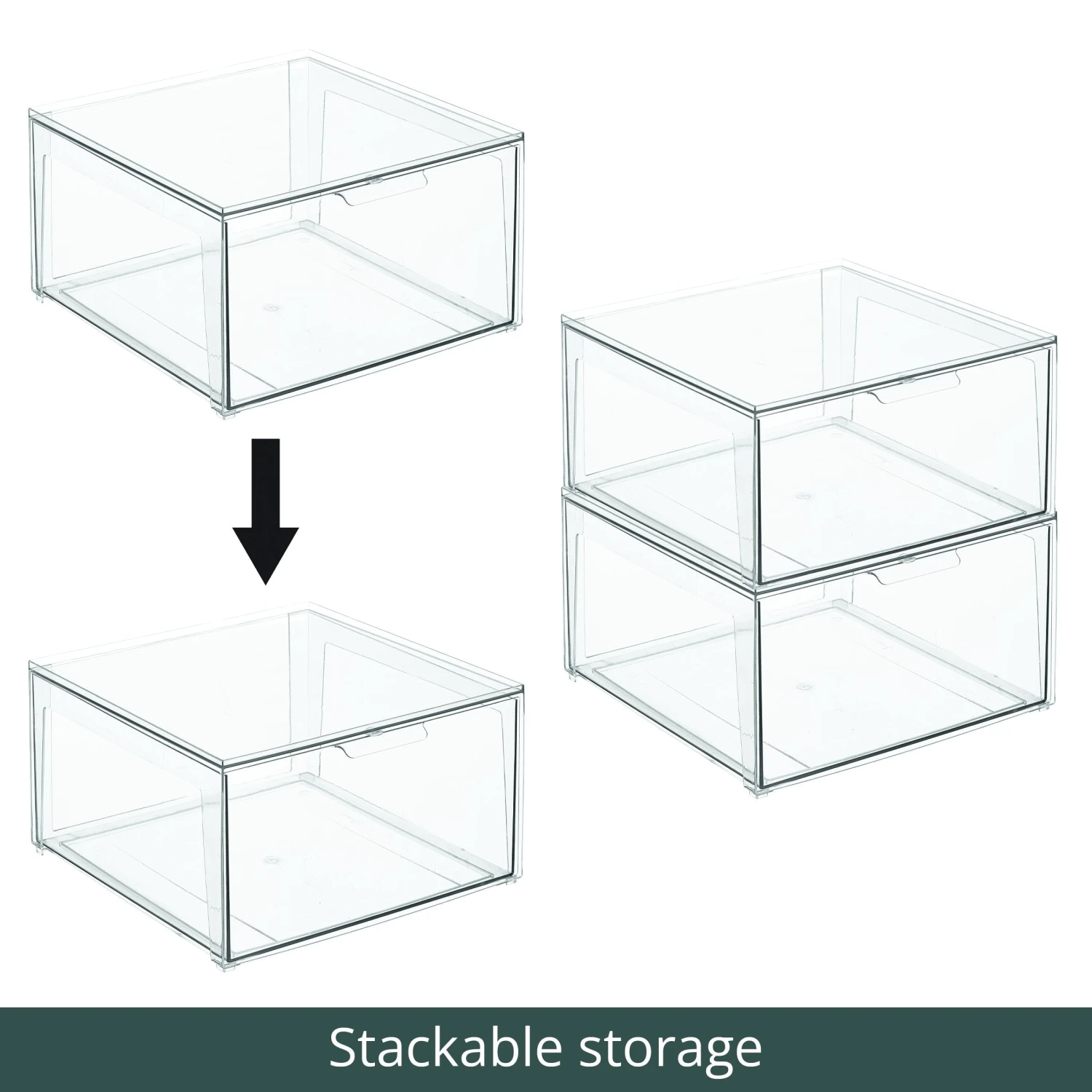 Stackable Bath Storage Drawer 14 x 14.5 x 8 Stackable Bath Storage Drawer 14 X 14.5 X 8 -mDesign 20422MDBST Detail