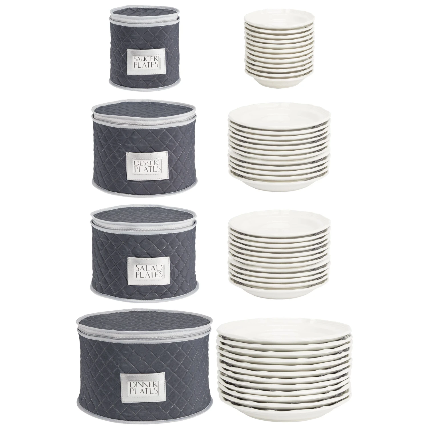 5-Piece Quilted Dinnerware Storage Set with Label Holder 5-Piece Quilted Dinnerware Storage Set With Label Holder -mDesign 2500 Square JPG 03387MDK Outline