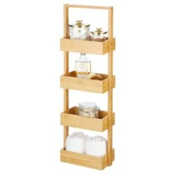 4-Tier Bamboo Storage Tower 2 4-Tier Bamboo Storage Tower -mDesign 2500 Square JPG 19565MDBST Outline