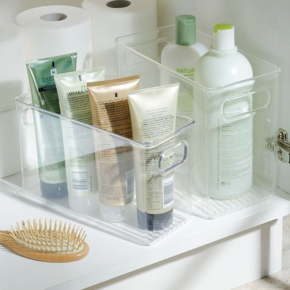 Tall Bathroom Bin with Handles 9.5 x 4.5 x 8 Tall Bathroom Bin With Handles 9.5 X 4.5 X 8 -mDesign LinusBathBinz Environment